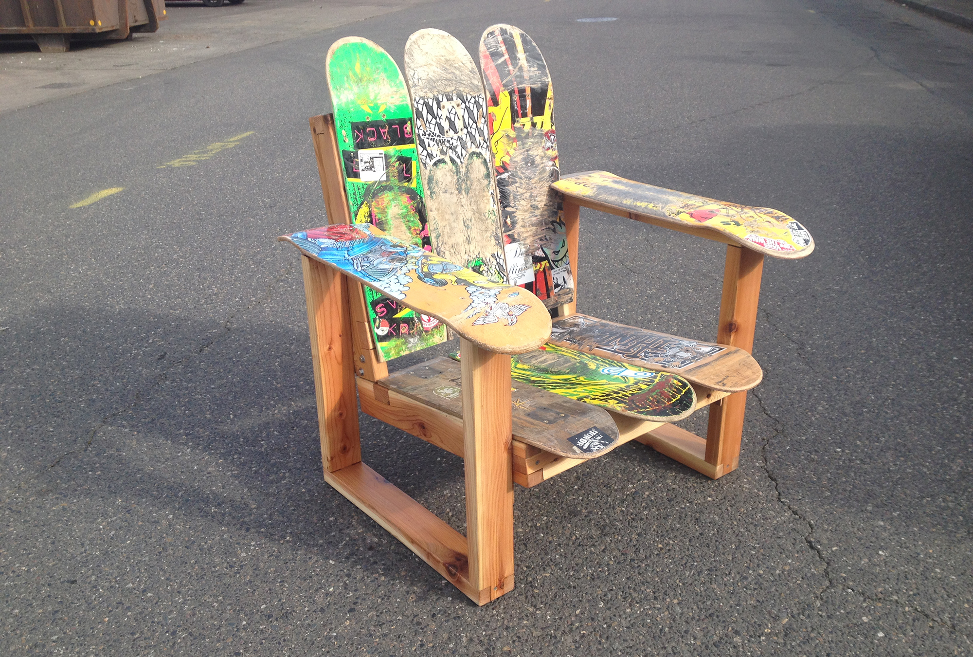 upcycled recycled skateboard chair furniture